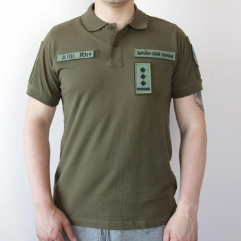 Якісна футболка Олива/Хакі котон, футболка поло з липучками, армійська сорочка під шеврони (розмір М)