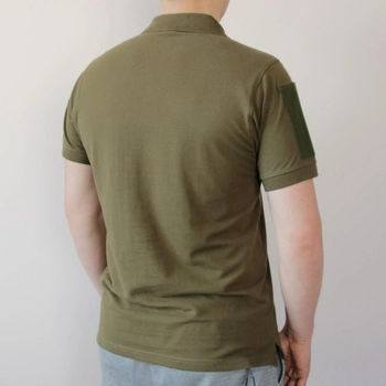 Качественная футболка Олива/Хаки котон, футболка поло с липучками, армейская рубашка под шевроны (размер М)