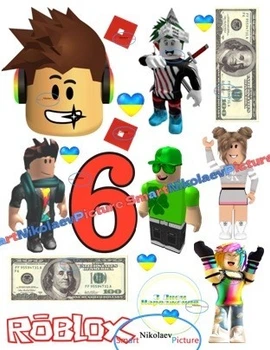 Сахарна їстівна картинка роблокс, гроші, ROBLOX вис.8-10см для дітей 6 років на торт (SNP - 01710)
