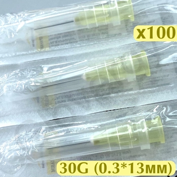 Игла инъекционная для мезотерапии 30G (0,3x13 мм) ALEXPHARM одноразовая стерильная, 100 шт;