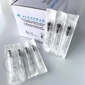 Голка ін'єкційна 22G (0,7x40 мм) ALEXPHARM одноразова стерильна, 100 шт.