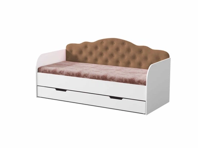 Ліжко односпальне Sofia Lounge Cocoa Viorina-Deko з висувною скринькою 80х190 см (без бортика/без матраца) Какао