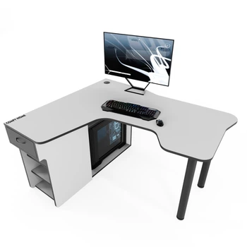 Стол игровой геймерский угловой Comfy-Home Kano-2 Zeus ламинированная ДСП Белый + Черный