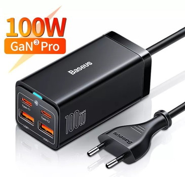 Блок живлення Baseus GaN3 Pro 100W (2xUSB, 2xType-C) Quick Сharge для MacBook/Asus/Lenovo/HP/Google/Huawei/Samsung