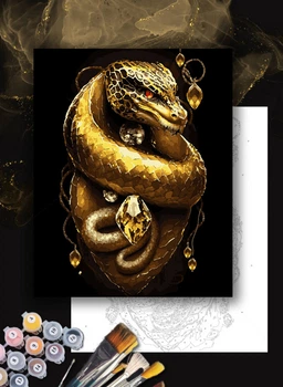 Картина по номерам с золотой краской Змей (АМ-0594-BIG) 60*80 см