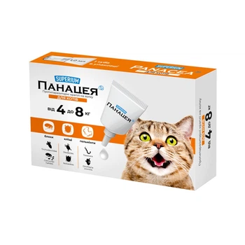 СУПЕРИУМ Панацея, противопаразитарные капли на холку для котов, 4-8 кг
