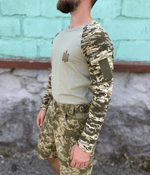 Кофта Військова піксельна футболка з довгим рукавом тактичний рашгард трикотажний хакі Піксель ЗСУ 52 (194311)