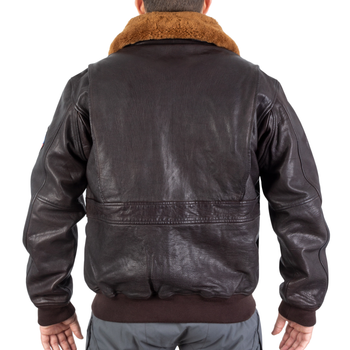 Куртка льотна шкіряна Sturm Mil-Tec Flight Jacket Top Gun Leather with Fur Collar Brown 2XL (10470009)