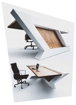 Дизайнерский Письменный компьютерный стол Loft Design 200x80x75h Белый/Дерево ATL465