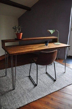 Дизайнерский Письменный компьютерный стол Loft Design 120x60x75h Серый/Дерево ATL1524