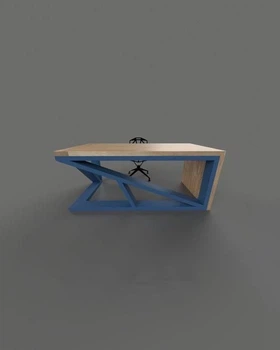 Дизайнерский Письменный компьютерный стол Loft Design 140x80x75h Синий/Дерево ATL471-3