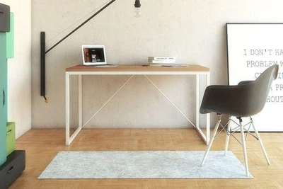 Дизайнерский Письменный компьютерный стол Loft Design 140x60x75h Белый/Дерево ATL1530
