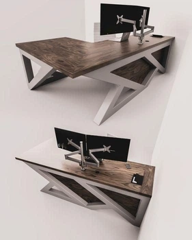 Дизайнерський Письмовий комп'ютерний стіл Loft Design 200x60x75h Сірий/Дерево ATL489