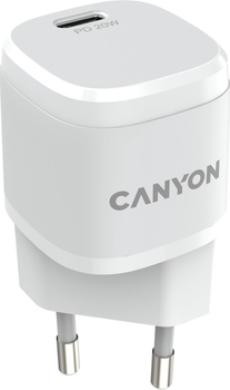 Мережевий зарядний пристрій Canyon USB-C PD Mini Wall Charger H-20 White (CNE-CHA20W05)