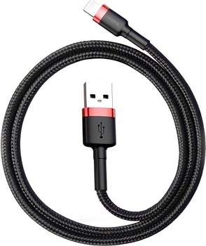 Кабель зарядки Baseus 0.5M 2.4A для Apple Lightning to USB для IOS устройств iPhone iPad Black+Red (50см)