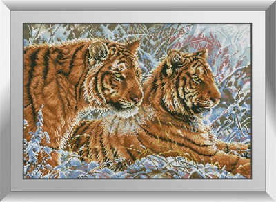 Алмазна мозаїка "Пара тигрів" Dream Art в коробці 31175