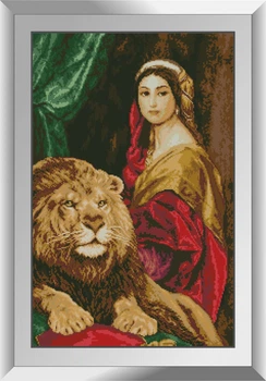Алмазна мозаїка "Дівчина і лев" Dream Art в коробці 31525