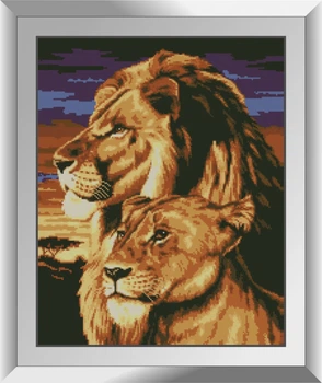 Алмазна мозаїка "Лев і левиця" Dream Art в коробці 31150