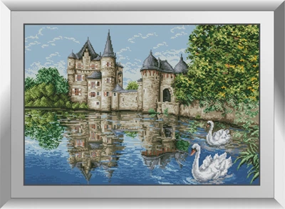 Алмазна мозаїка "Замок у озера (лебеді)" Dream Art в коробці 31107