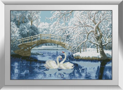 Алмазна мозаїка "Ставок з лебедями" Dream Art в коробці 31389