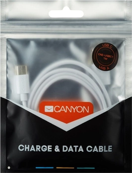 Кабель Canyon UC-1 USB - USB-C 5 Вт 1 м White (CNE-USBC1W)
