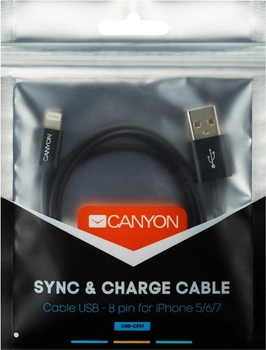 Кабель Canyon CFI-1 Lightning - USB 5 Вт 1 м Black (CNE-CFI1B)