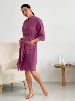 Жіночий Халат Кімоно вафельний COSY теракот (рожевий) розмір XL (P-103/XL)