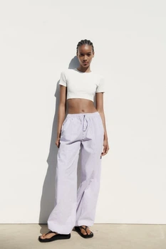 Брюки парашюты от зара zara - лиловые - L