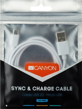 Кабель Canyon CFI-1 Lightning - USB 5 Вт 1 м White (CNE-CFI1W)