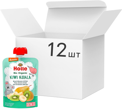 Упаковка пюре Holle Kiwi Koala органическое с грушей, бананом и киви с 8 месяцев 100 г х 12 шт (7640161877276)