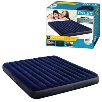 Велюровий матрац Intex 64755 синій до 272кг 183-203-25см.