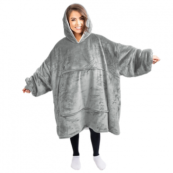 Плед-толстовка с капюшоном Huggle Hoodie-3 серый one size