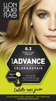 Крем-фарба для волосся з окислювачем Llongueras Color Advance Hair Colour 8.3 Golden Light Blond 125 мл (8410825420839)