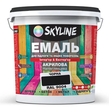Эмаль для пола акрил-полиуретановая SkyLine Черный RAL 9004 10 л