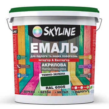 Эмаль для пола акрил-полиуретановая SkyLine Зеленый RAL 6005 10 л