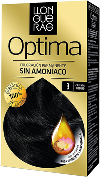 Крем-фарба для волосся без окислювача Llongueras Optima Permanent Hair Colour Ammonia Free 3 Dark Brown 125 мл (8432225051970)