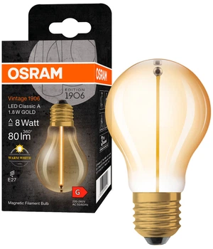 Lampa LED Osram Filament Vintage 1906 Magnet A60 1.8W 2700K 80Lm E27 GOLD (4099854049996)