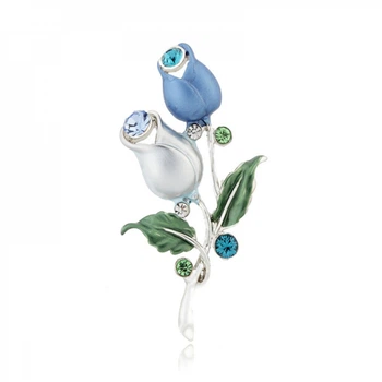 Брошь женская BROCHE бижутерия Цветы Торжество синяя BRSF111197