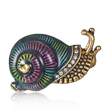 Брошка унісекс BROCHE біжутерія з емаллю Вінтаж Молюски Равлик різнобарвна BRSF110538