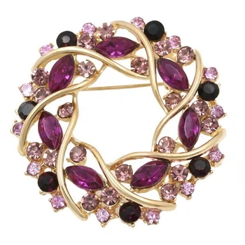 Брошь женская BROCHE бижутерия с кристаллами Гирлянда фиолетовая BRSF113172