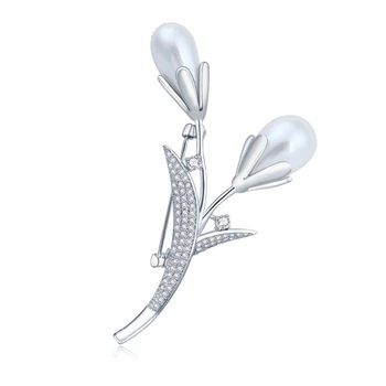 Брошь женская BROCHE бижутерия Цветы Букет серебристая BRBF113359