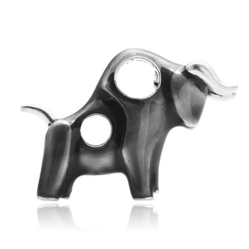 Брошь мужская BROCHE бижутерия с эмалью Животные Бык серая BRBF111380