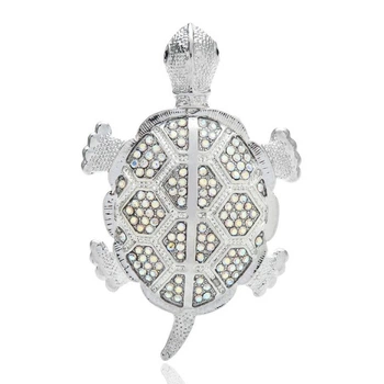 Брошка унісекс BROCHE біжутерія з кристалами Черепаха срібляста BRBF111991