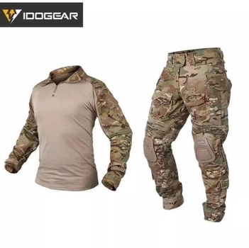 Тактический комплект демисезонный IdoGear G3 штаны ACP + рубашка UBACS + наколенники + налокотники размер М Мультикам