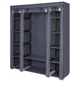 Складной тканевый шкаф RIAS 68150 Storage Wardrobe на 3 секции 130x45x175 см Grey (3_03446)