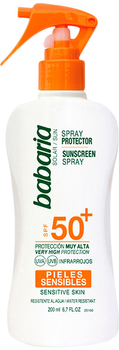 Сонцезахисний спрей для тіла Babaria Sunscreen Spray For Sensitive Skin SPF50+ 200 мл (8410412000512)