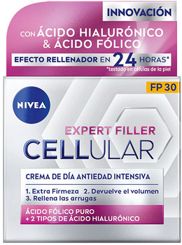 Przeciwsłoneczny krem Nivea Cellular Filler HialurOnico y Folico Crema SPF30 50 ml (4005900966278)