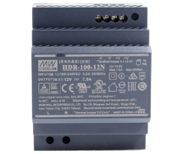 Блок живлення Mean Well HDR-100-12N 12В 7.5А