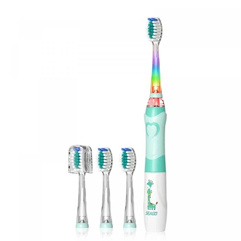 Дитяча звукова зубна щітка Seago SG-977 Giraffe (3+) 4 насадки Зелена