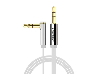 Кабель Ugreen 0.5м 3.5мм minijack Стерео AUX под прямым углом TRS 3-пиновый Плоский Аудиошнур Белый